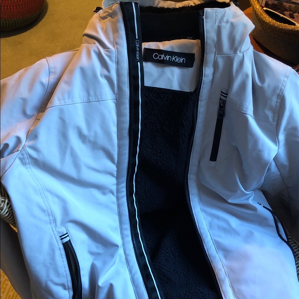 Calvin Klein Stone and Black Sherpa Jacket